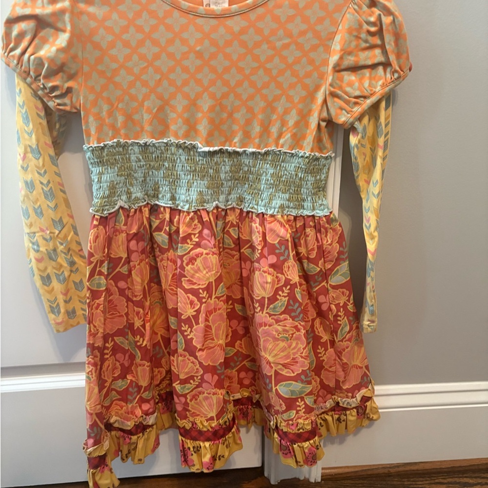 Matilda Jane Peach and Coral Floral Dress - Size 8